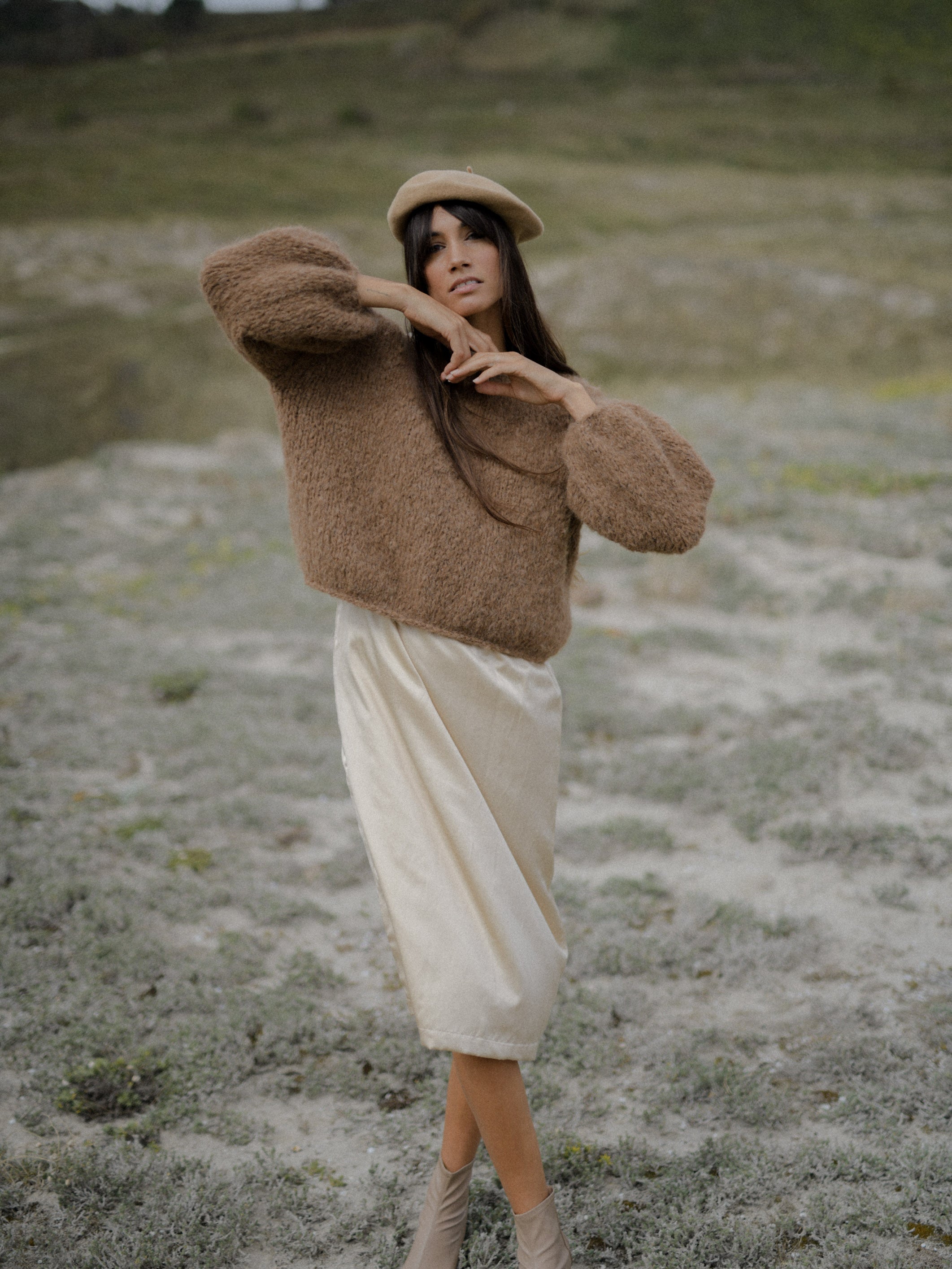 LIMA natural undyed alpaca sweater blueanemone