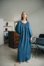 blue anemone slow sustainable eco fashion brand cardamomo linen dress ss24