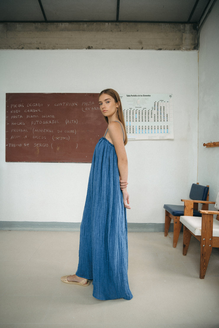 blue anemone slow sustainable eco fashion brand murmur linen dress ss24