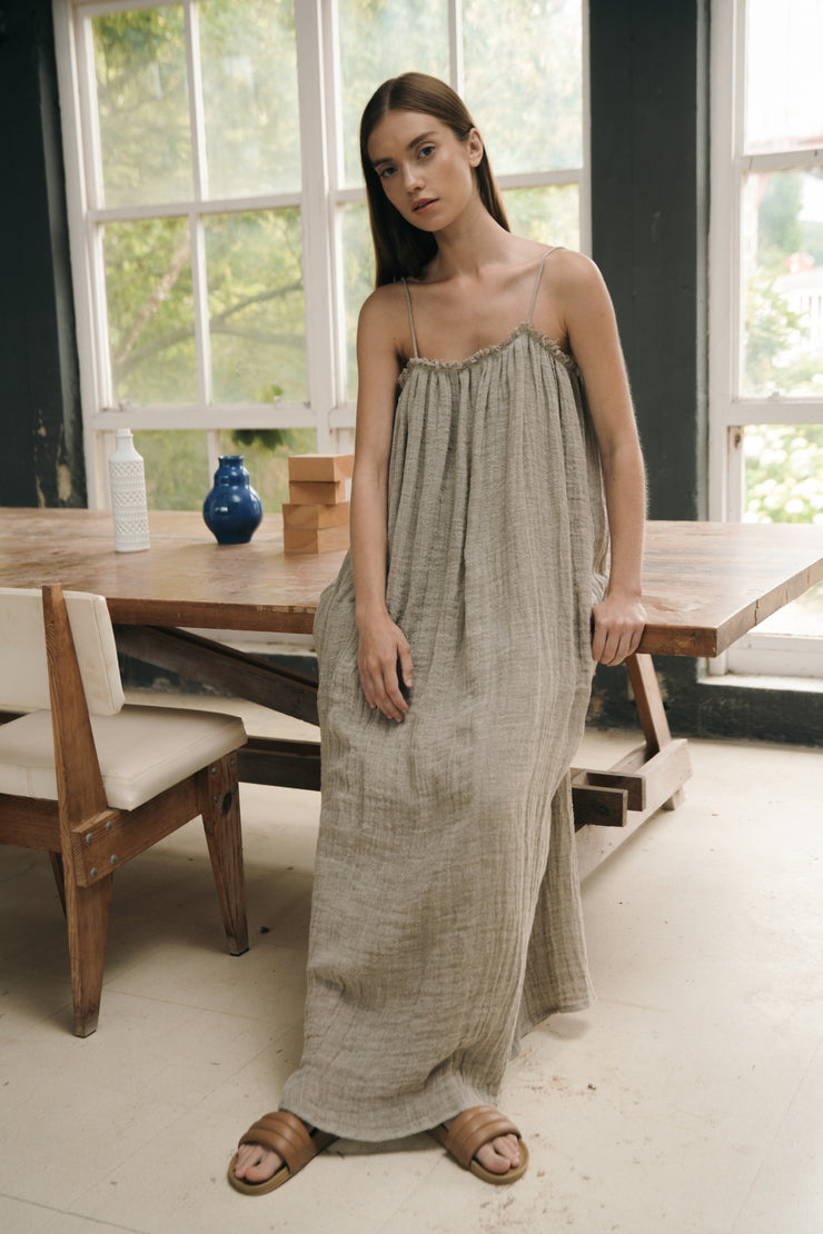 blue anemone slow sustainable eco fashion brand murmur linen dress ss24