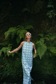 BLUE ANEMONE SUSTAINABLE ECO FRIENDLY SLOW FASHION BRAND ORGANIC FLORAL 60S 70S A LINE MAXI DRESS  POPSICLE 