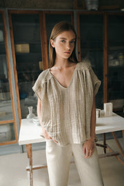 blue anemone slow sustainable eco fashion brand duna linen blouse ss24