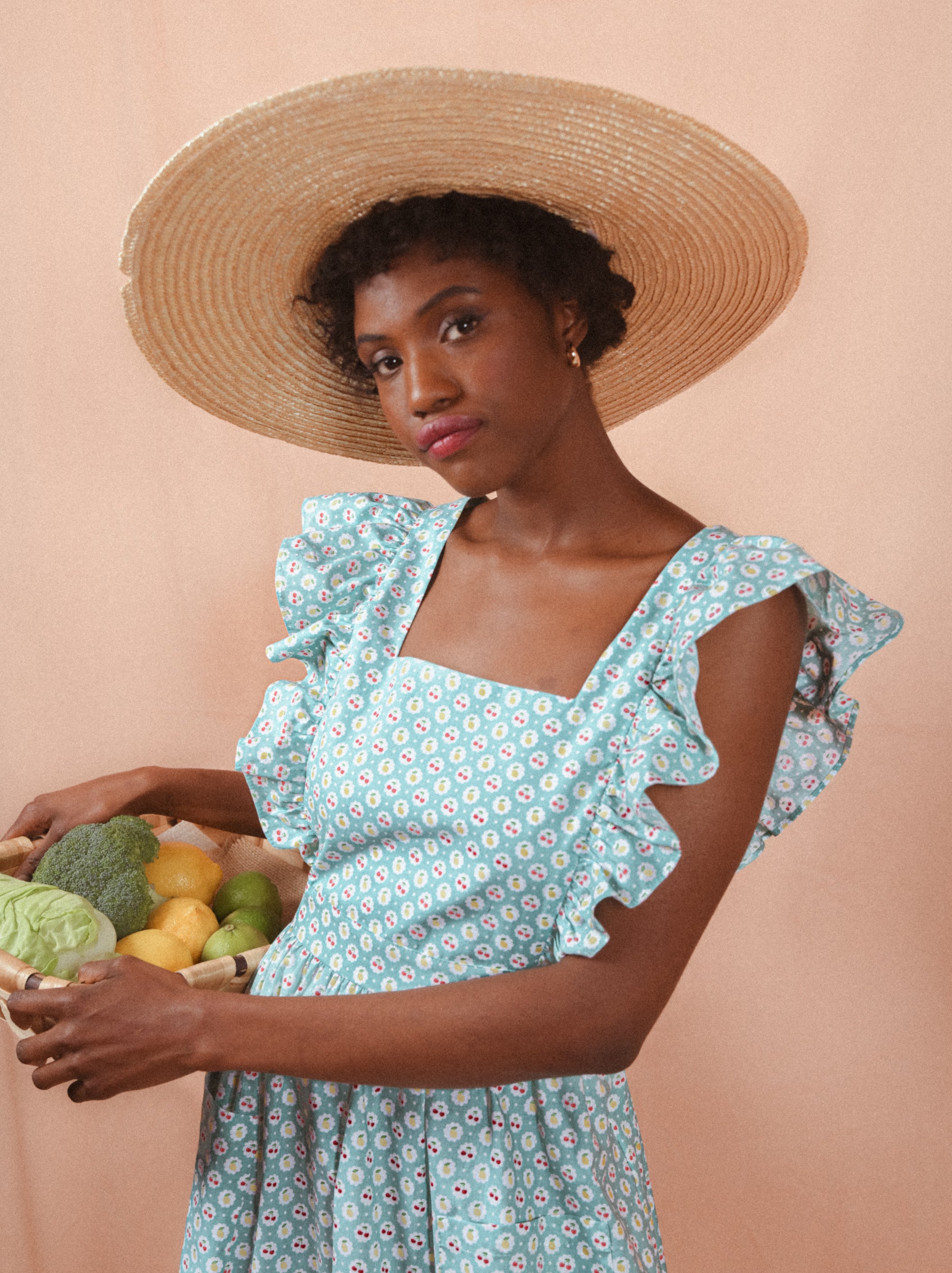 PINAFORE DRESS MINT CHERRIES blueanemone