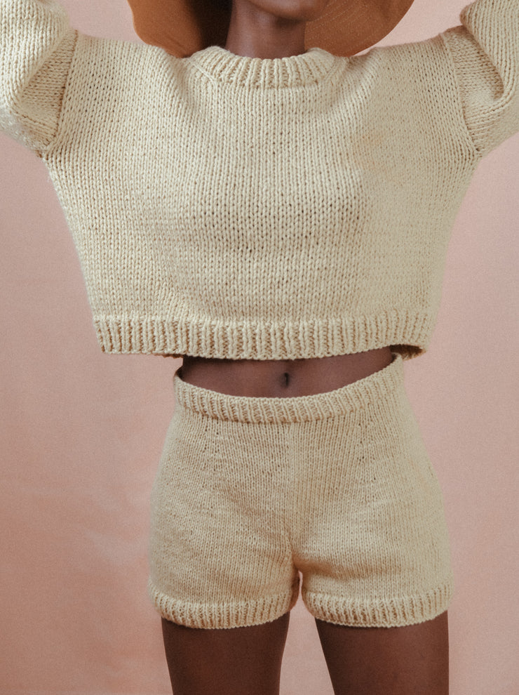 SEQUOIA hand knitted shorts beige – blueanemone