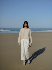 MUSHROOM top linen waffle