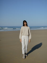 MUSHROOM top linen waffle