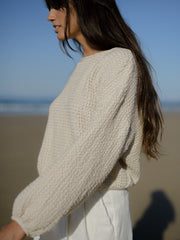 MUSHROOM top linen waffle